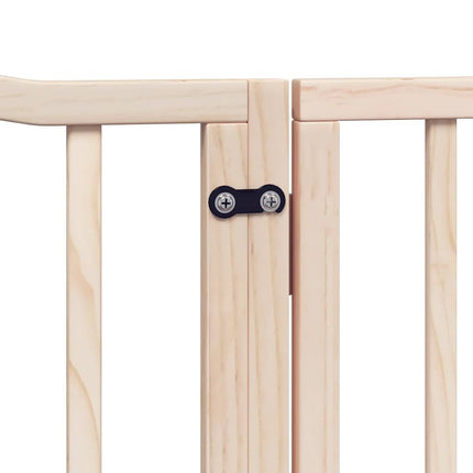 Barrière Pour Chiens Avec Porte 4 Panneaux Bois De Peuplier Marron