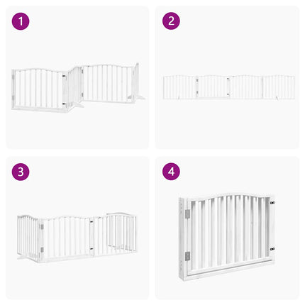 Barrière Pour Chiens Et Porte 4 Panneaux Bois De Peuplier