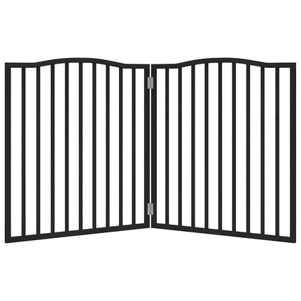 Barrière Pour Chien Pliable 2 Panneaux Noir Bois De Peuplier Chêne Marron