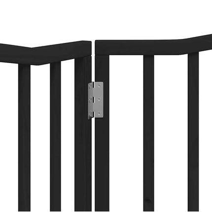 Barrière Pour Chien Pliable 2 Panneaux Noir Bois De Peuplier Chêne Marron