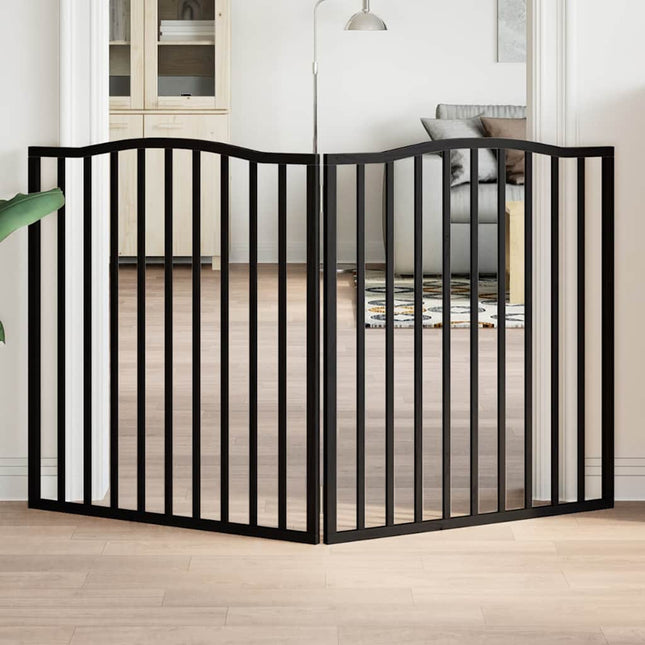 Barrière Pour Chien Pliable 2 Panneaux Noir Bois De Peuplier Chêne Marron