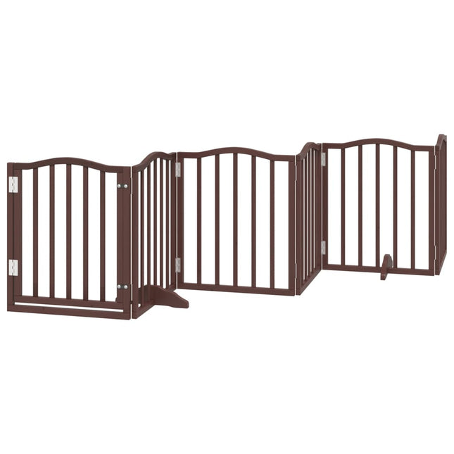 Barrière Pour Chiens Avec Porte 6 Panneaux Bois De Peuplier Chêne Sonoma