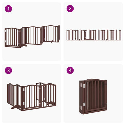 Barrière Pour Chiens Avec Porte 6 Panneaux Bois De Peuplier Chêne Sonoma