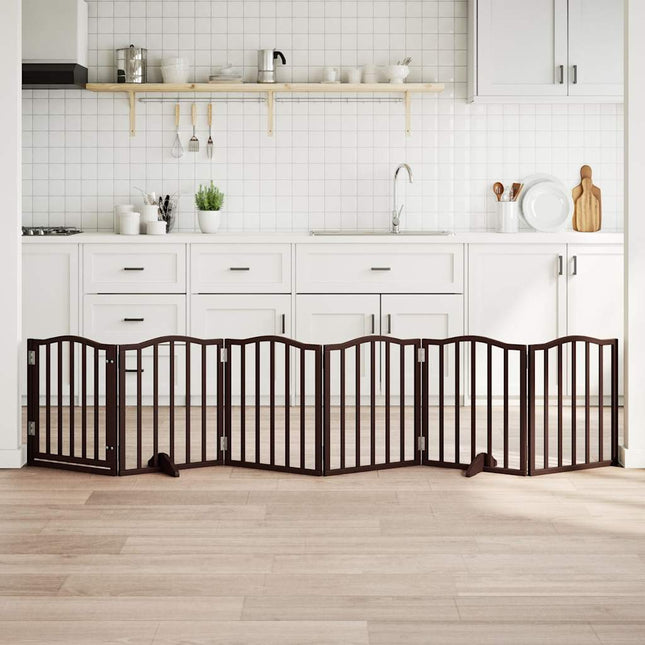 Barrière Pour Chiens Avec Porte 6 Panneaux Bois De Peuplier Chêne Sonoma