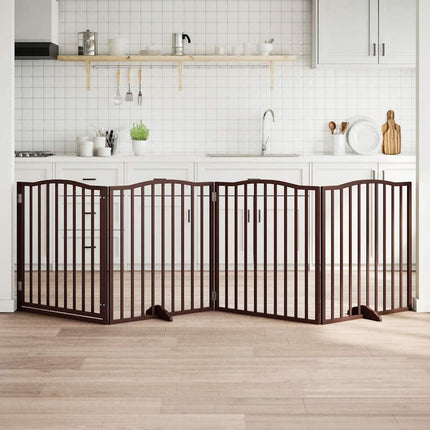 Barrière Pour Chiens Et Porte 4 Panneaux Bois De Peuplier