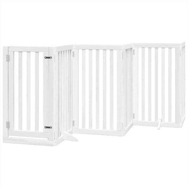Barrière Pour Chiens Et Porte 6 Panneaux Blanc Bois De Peuplier Chêne Sonoma