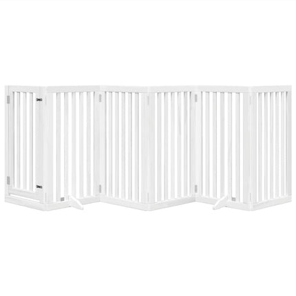 Barrière Pour Chiens Et Porte 6 Panneaux Blanc Bois De Peuplier Chêne Sonoma