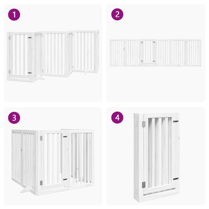 Barrière Pour Chiens Et Porte 6 Panneaux Blanc Bois De Peuplier Chêne Sonoma