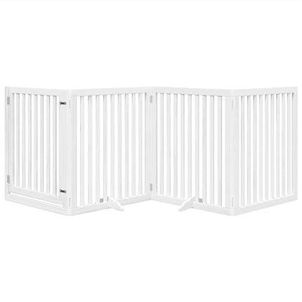 Barrière Pour Chiens Et Porte 4 Panneaux Blanc Bois De Peuplier Noir