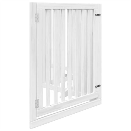 Barrière Pour Chiens Et Porte 4 Panneaux Blanc Bois De Peuplier Noir