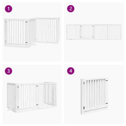 Barrière Pour Chiens Et Porte 4 Panneaux Blanc Bois De Peuplier Noir