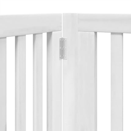 Barrière Pour Chiens Et Porte 4 Panneaux Blanc Bois De Peuplier Noir