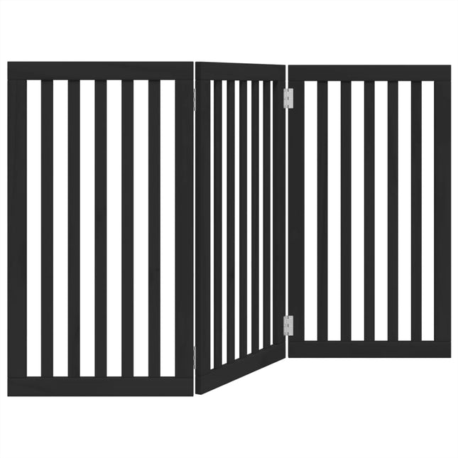 Barrière Pour Chien Pliable 3 Panneaux Noir Bois De Peuplier Blanc