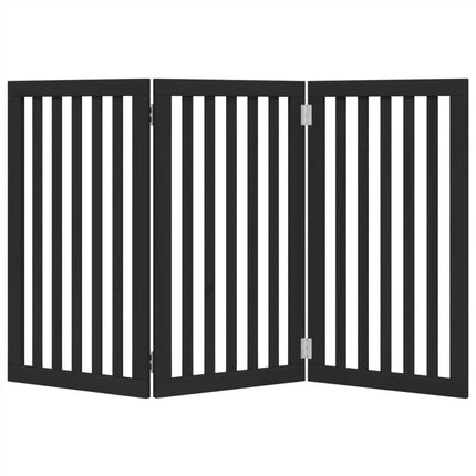 Barrière Pour Chien Pliable 3 Panneaux Noir Bois De Peuplier Blanc