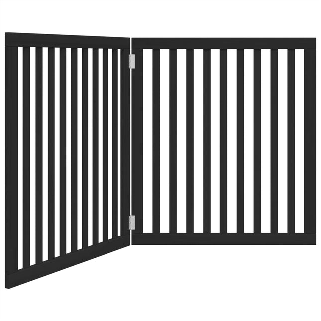 Barrière Pour Chien Pliable 2 Panneaux Noir Bois De Peuplier