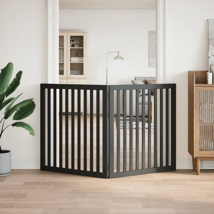 Barrière Pour Chien Pliable 2 Panneaux Noir Bois De Peuplier