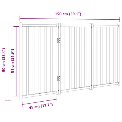 Barrière Pour Chien Pliable 3 Panneaux 150 Cm Bois Sapin Massif Gris Béton