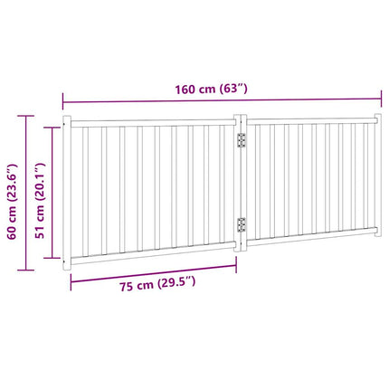 Barrière Pour Chien Pliable 2 Panneaux 160 Cm Bois Sapin Massif Noir
