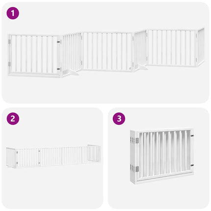Barrière Pour Chien Porte Pliable 6Panneaux Blanc Bois Peuplier