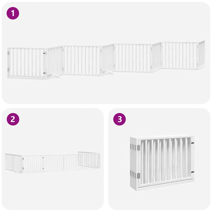 Barrière Pour Chien Porte Pliable 8Panneaux Blanc Bois Peuplier