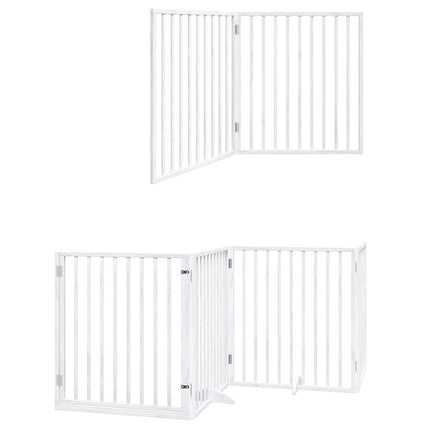 Barrière Pour Chien Porte Pliable 8Panneaux Blanc Bois Peuplier