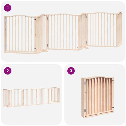 Barrière Pour Chien Avec Porte Pliable 6 Panneaux Bois Peuplier