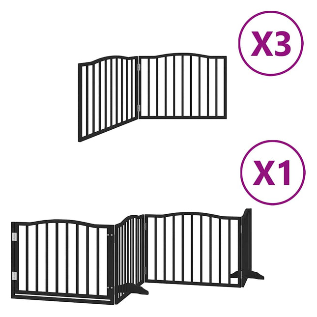 Barrière Pour Chien Porte Pliable 10Panneaux Noir Bois Peuplier Vieux Bois