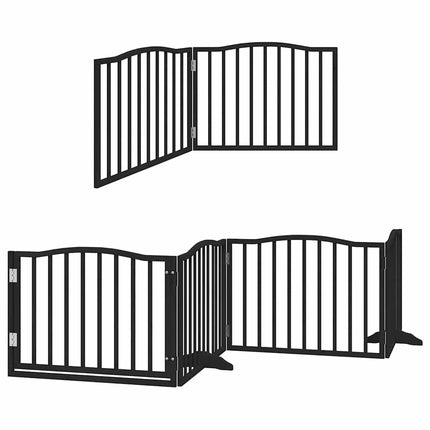 Barrière Pour Chien Porte Pliable 10Panneaux Noir Bois Peuplier Vieux Bois