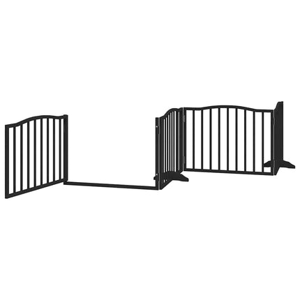 Barrière Pour Chien Porte Pliable 10Panneaux Noir Bois Peuplier Vieux Bois