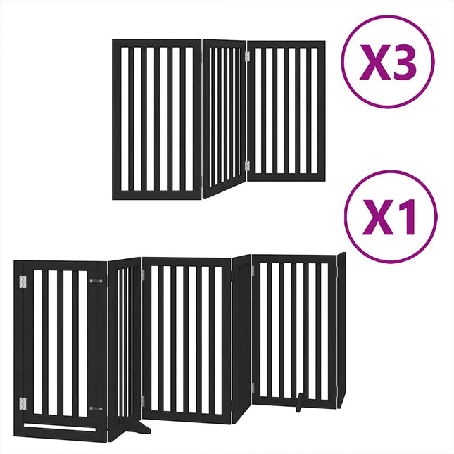 Barrière Pour Chien Porte Pliable 15Panneaux Noir Bois Peuplier Noir