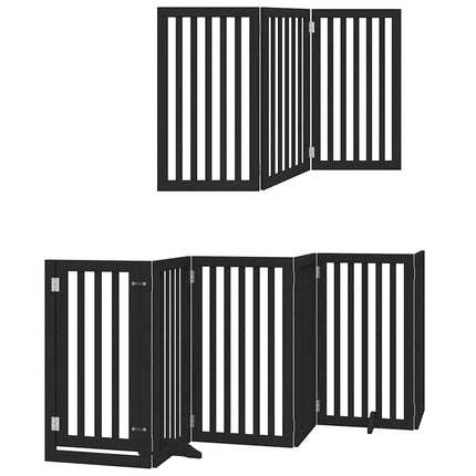 Barrière Pour Chien Porte Pliable 15Panneaux Noir Bois Peuplier Noir