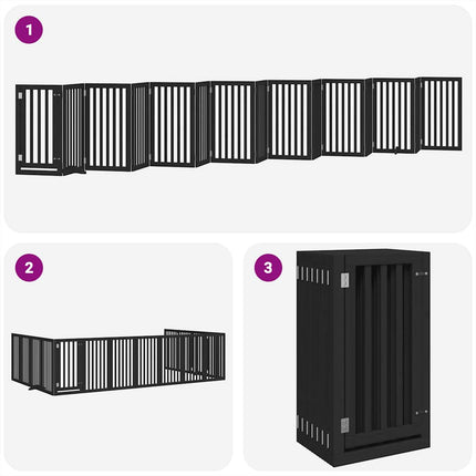Barrière Pour Chien Porte Pliable 15Panneaux Noir Bois Peuplier Noir
