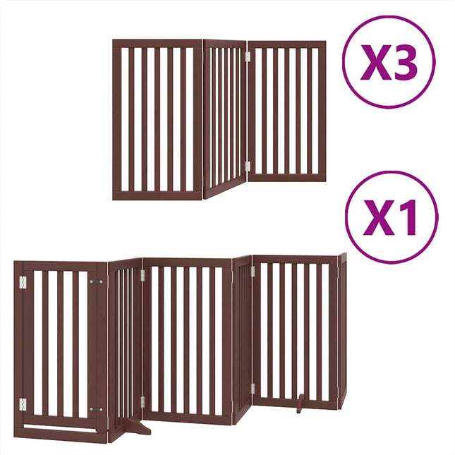 Barrière Pour Chien Porte Pliable 15 Panneaux Bois De Peuplier Noir