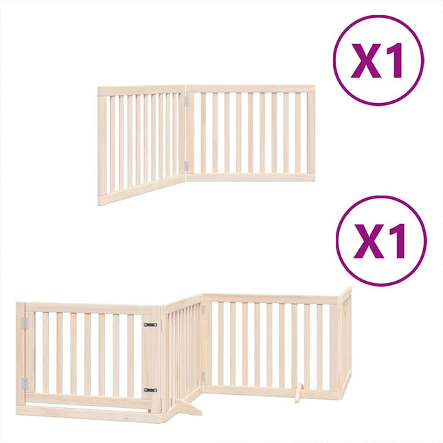 Barrière Pour Chien Avec Porte Pliable 6 Panneaux Bois Peuplier