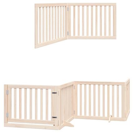 Barrière Pour Chien Avec Porte Pliable 6 Panneaux Bois Peuplier