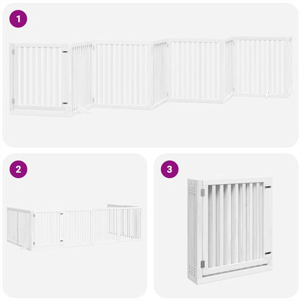 Barrière Pour Chien Porte Pliable 8Panneaux Blanc Bois Peuplier