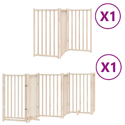 Barrière Pour Chiens Avec Porte Pliable 9Panneaux Bois Peuplier Chêne Artisanal