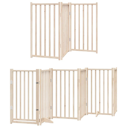 Barrière Pour Chiens Avec Porte Pliable 9Panneaux Bois Peuplier Chêne Artisanal