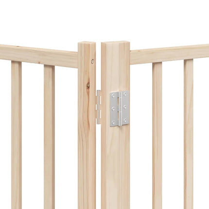 Barrière Pour Chiens Avec Porte Pliable 9Panneaux Bois Peuplier Chêne Artisanal