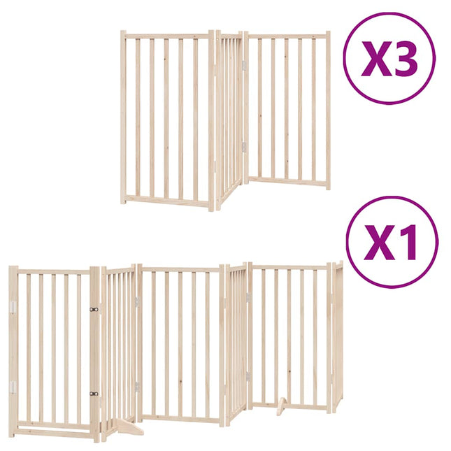 Barrière Pour Chien Porte Pliable 15 Panneaux Bois De Peuplier Chêne Artisanal