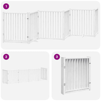 Barrière Pour Chien Porte Pliable 6Panneaux Blanc Bois Peuplier
