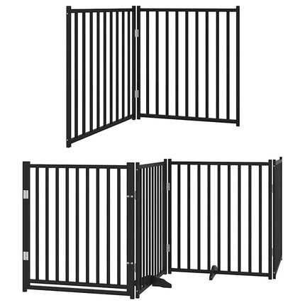 Barrière Pour Chien Porte Pliable 8 Panneaux Noir Bois Peuplier