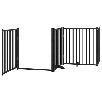 Barrière Pour Chien Porte Pliable 12Panneaux Noir Bois Peuplier