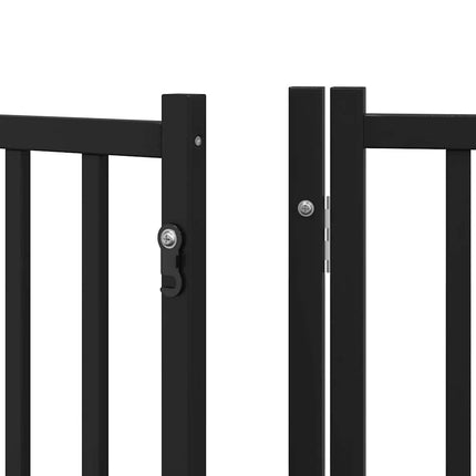 Barrière Pour Chien Porte Pliable 12Panneaux Noir Bois Peuplier
