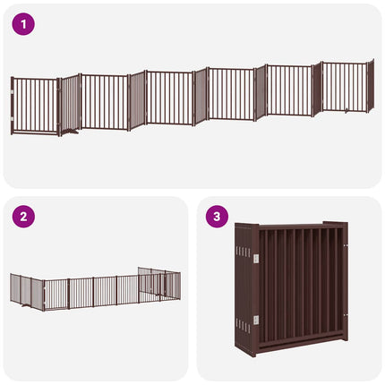 Barrière Pour Chien Porte Pliable 12 Panneaux Bois De Peuplier