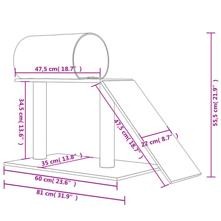 Arbres À Chat Avec Tunnel Et Échelle 55,5 Cm