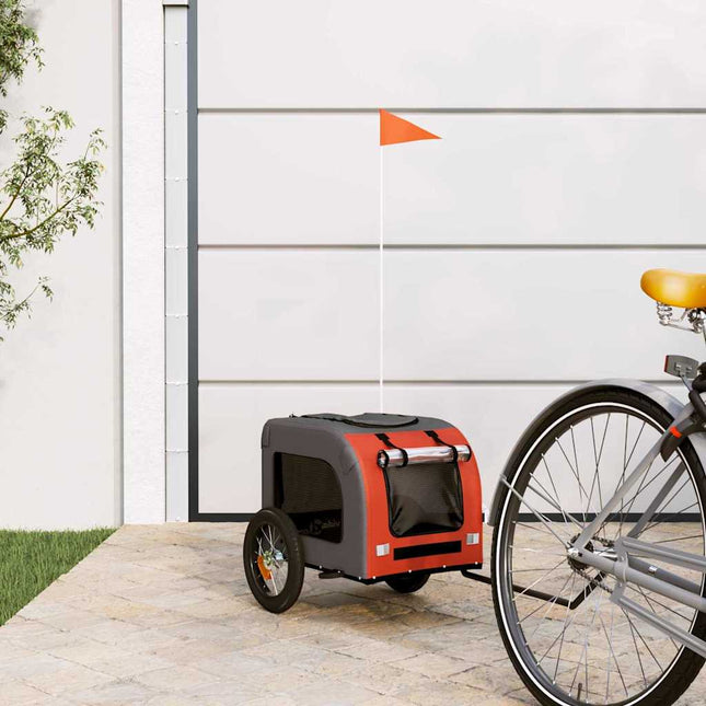 Remorque De Vélo Pour Animaux Orange Et Gris 124 X 53 X 53 Cm Acier Galvanisé