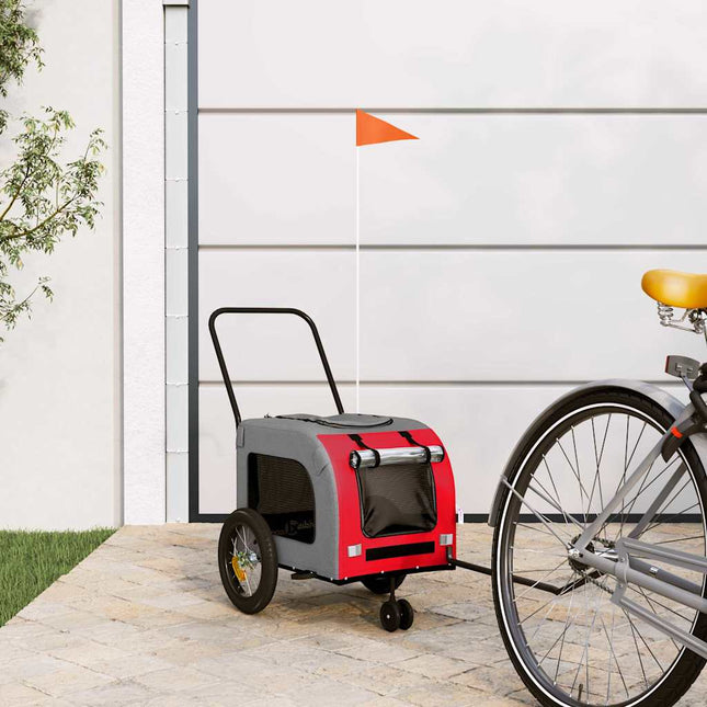 Remorque De Vélo Pour Animaux Avec Stockage Rouge Et Gris