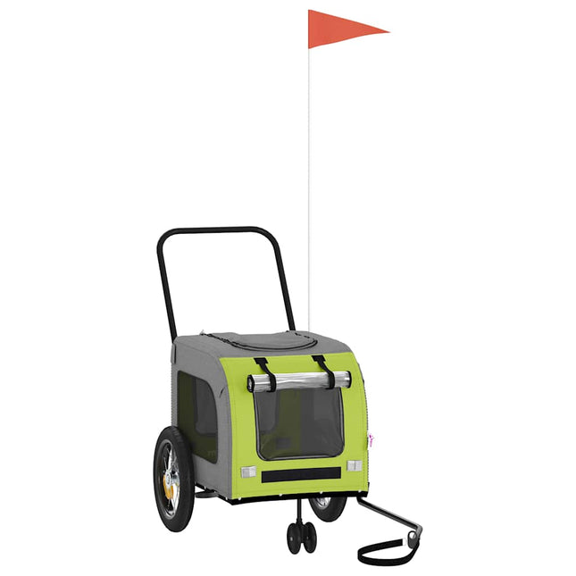 Remorque De Vélo Pour Animaux Vert Et Gris 124,5 X 63,5 X 53 Cm