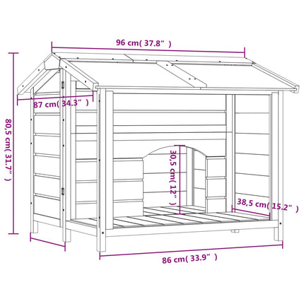 Chenil 96X87X80,5 Cm Bois De Pin Solide